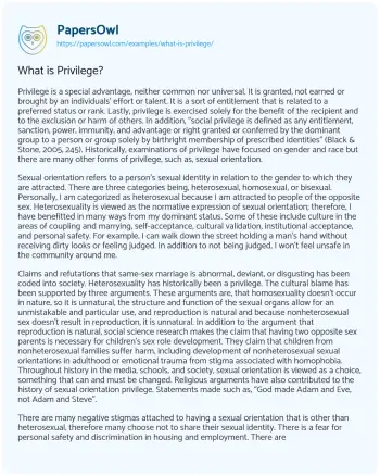 Essay on What is Privilege?