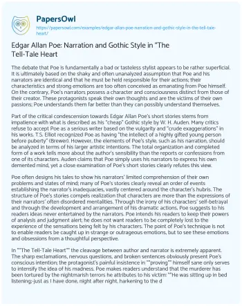 Essay on Edgar Allan Poe: Narration and Gothic Style in “The Tell-Tale Heart