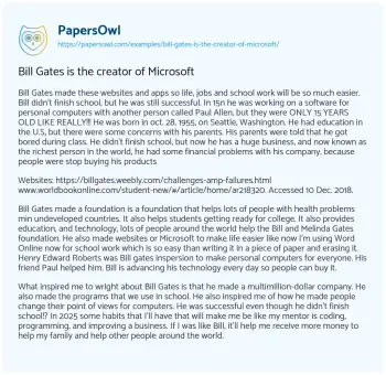 Essay on Bill Gates is the Creator of Microsoft