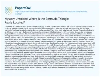 Essay on Mystery Unfolded: where is the Bermuda Triangle Really Located?