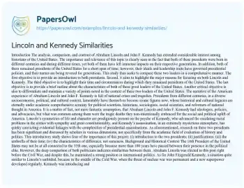 Essay on Lincoln and Kennedy Similarities