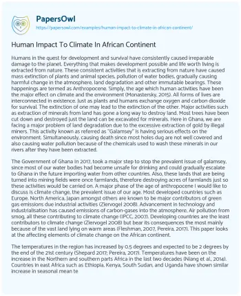 Essay on Human Impact to Climate in African Continent