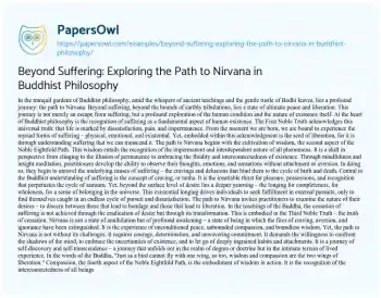 Essay on Beyond Suffering: Exploring the Path to Nirvana in Buddhist Philosophy