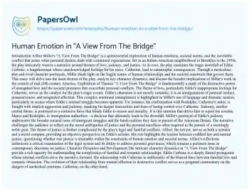 Essay on Human Emotion in “A View from the Bridge”