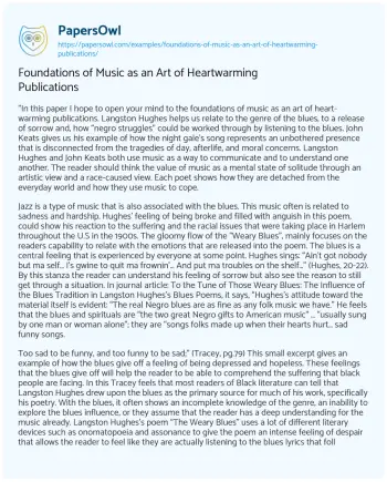 Essay on Foundations of Music as an Art of Heartwarming Publications