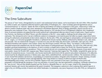 Essay on The Emo Subculture