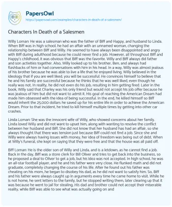 Essay on Characters in Death of a Salesmen