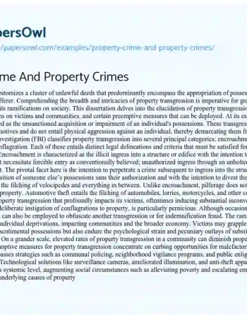 Essay on Property Crime and Property Crimes