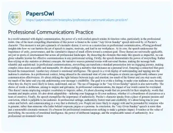 Essay on Professional Communications Practice