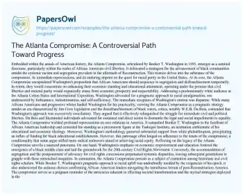 Essay on The Atlanta Compromise: a Controversial Path Toward Progress