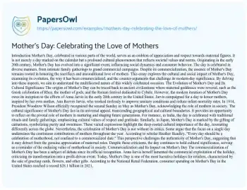 Essay on Mother’s Day: Celebrating the Love of Mothers