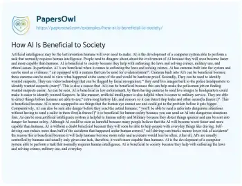 Essay on How AI is Beneficial to Society