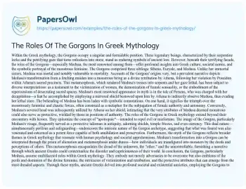 Essay on The Roles of the Gorgons in Greek Mythology