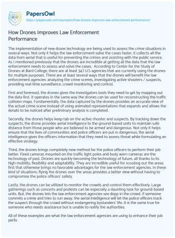 Essay on How Drones Improves Law Enforcement Performance