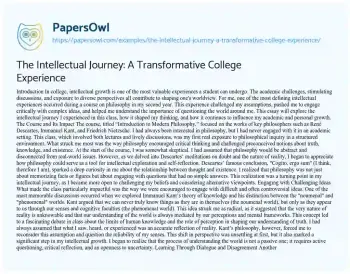 Essay on The Intellectual Journey: a Transformative College Experience