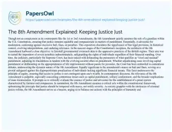 Essay on The 8th Amendment Explained: Keeping Justice Just