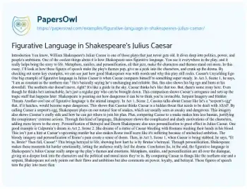 Essay on Figurative Language in Shakespeare’s Julius Caesar