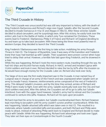 Essay on The Third Crusade in History