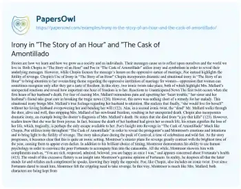 Essay on Irony in “The Story of an Hour” and “The Cask of Amontillado