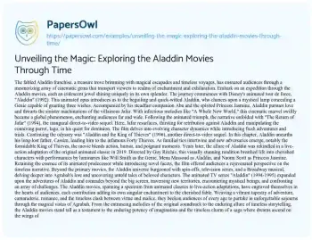 Essay on Unveiling the Magic: Exploring the Aladdin Movies through Time