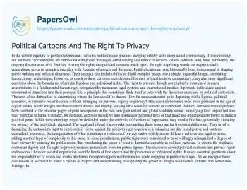 Essay on Political Cartoons and the Right to Privacy