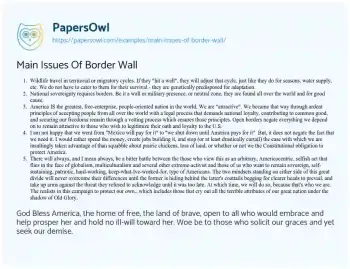 Essay on Main Issues of Border Wall