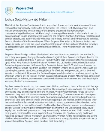 Essay on Joshua Dotto History 130 Midterm