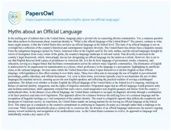 Essay on Myths about an Official Language