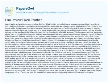 Essay on Film Review Black Panther