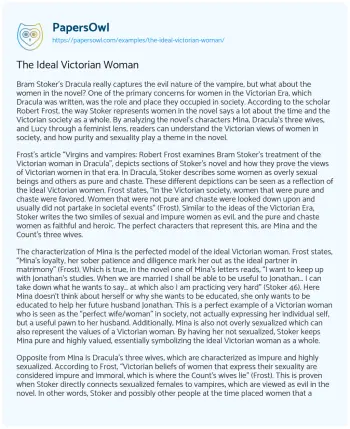 Essay on The Ideal Victorian Woman