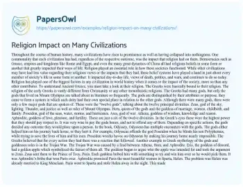 Essay on Religion Impact on Many Civilizations