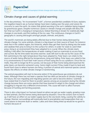 Essay on Climate Change and Causes of Global Warming