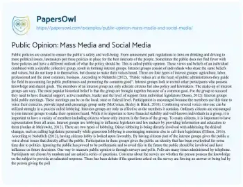 Essay on Public Opinion: Mass Media and Social Media