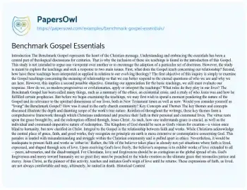 Essay on Benchmark Gospel Essentials