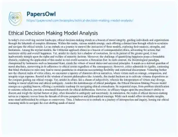 Essay on Ethical Decision Making Model Analysis