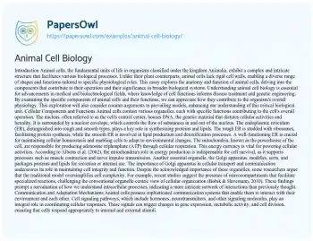 Essay on Animal Cell Biology