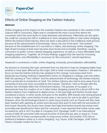 Essay on Effects of Online Shopping on the Fashion Industry