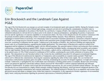 Essay on Erin Brockovich and the Landmark Case against PG&E