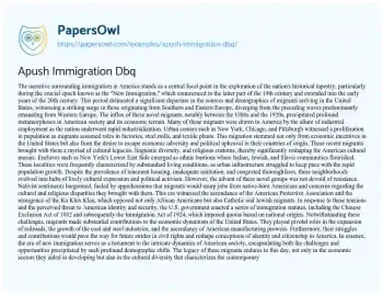 Essay on Apush Immigration Dbq