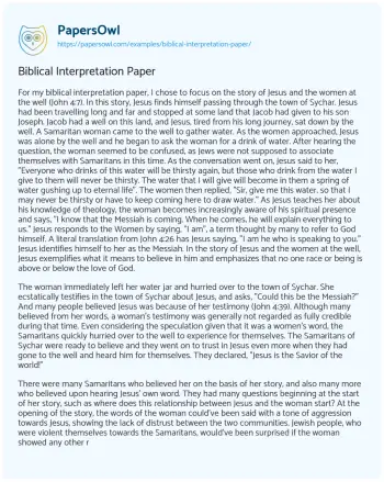 Essay on Biblical Interpretation Paper