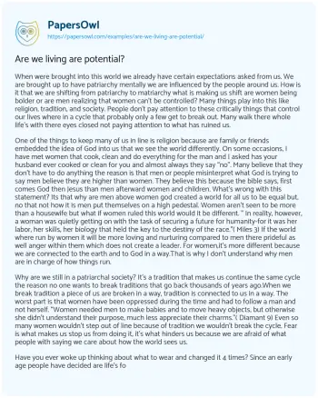 Essay on Are we Living are Potential?