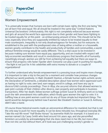 Essay on Women Empowerment