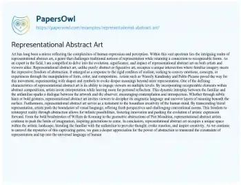 Essay on Representational Abstract Art