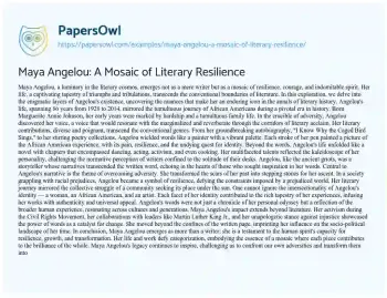 Essay on Maya Angelou: a Mosaic of Literary Resilience