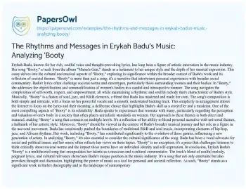 Essay on The Rhythms and Messages in Erykah Badu’s Music: Analyzing ‘Booty