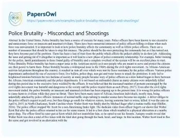 Essay on Police Brutality – Misconduct and Shootings