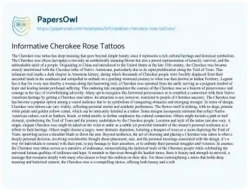 Essay on Informative Cherokee Rose Tattoos