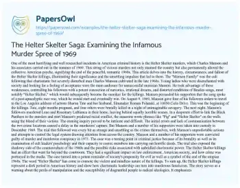 Essay on The Helter Skelter Saga: Examining the Infamous Murder Spree of 1969