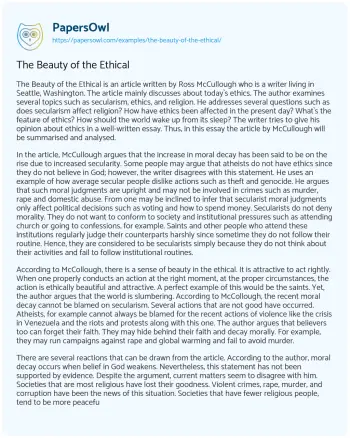 Essay on The Beauty of the Ethical