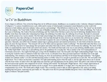 Essay on “4 C’s” in Buddhism